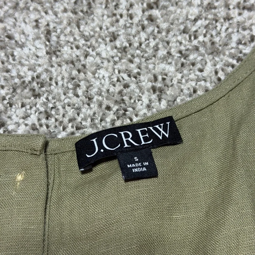 J. CREW Squareneck Button Back Top Linen Dusty Fatigue Green CK494 Women S